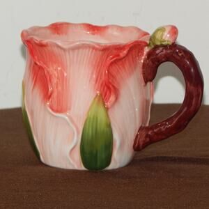 New Garden Collection by Corner Ruby Handcrafted Flower Figural Mug Pink